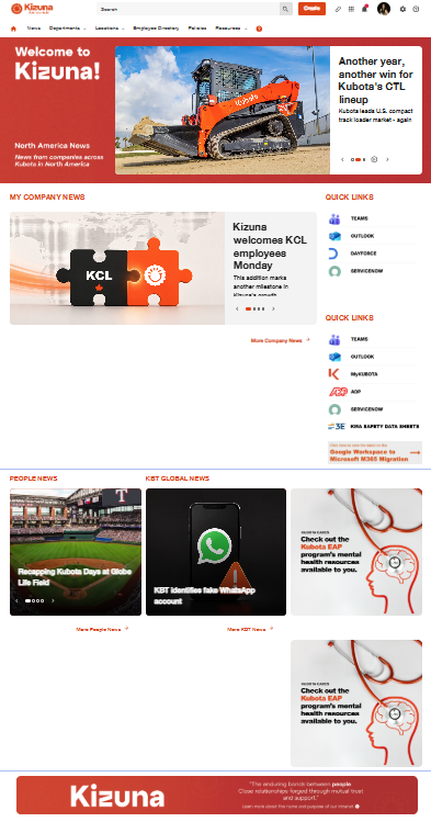 Kizuna intranet before redesign